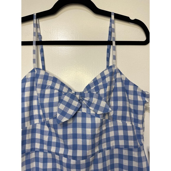 Lumiere Anthropologie Gingham Print Tie Front Dress Blue & White Size Large NWT - Picture 4 of 15